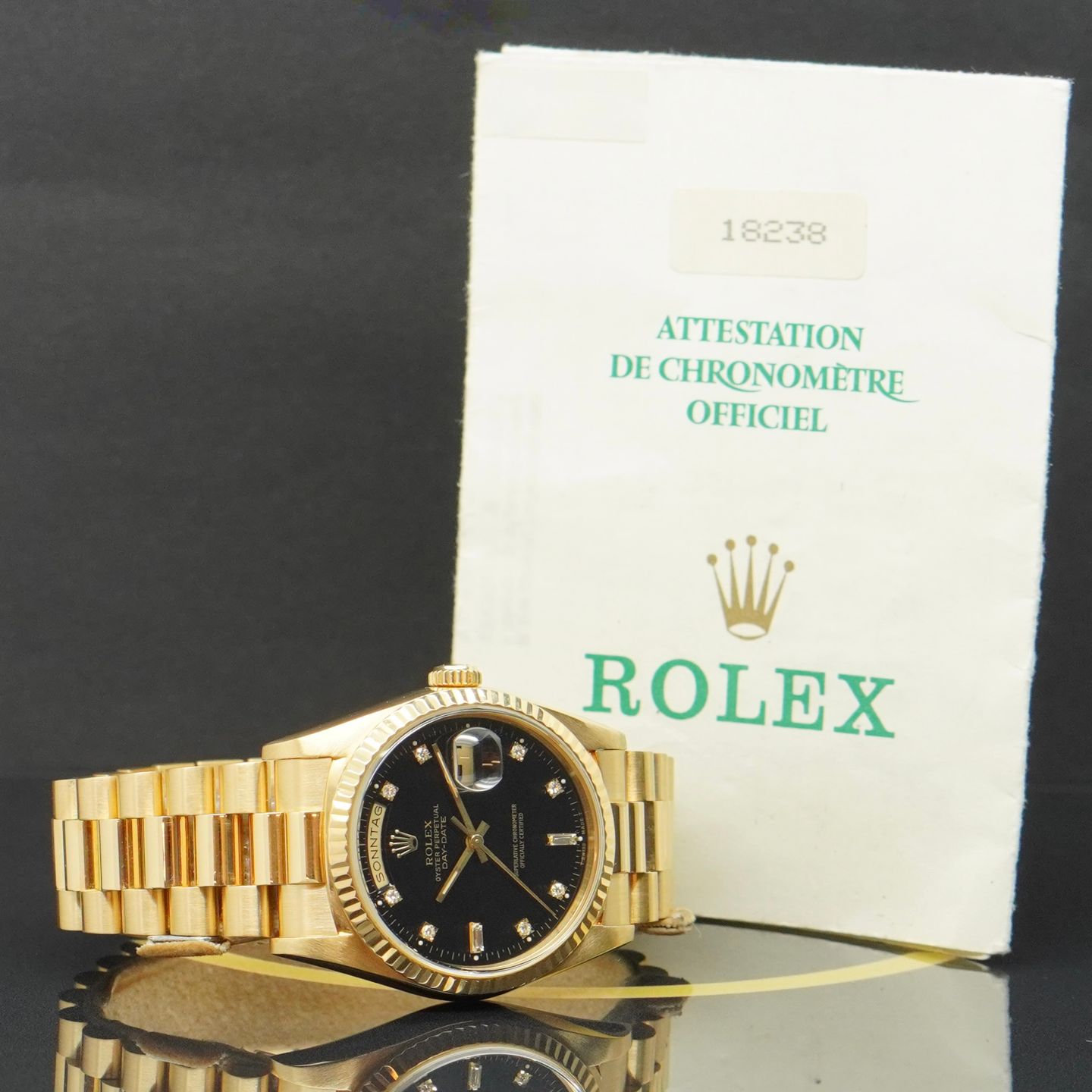 Rolex Day-Date 36 18238 (1993) - Zwart wijzerplaat 36mm Geelgoud (4/8)