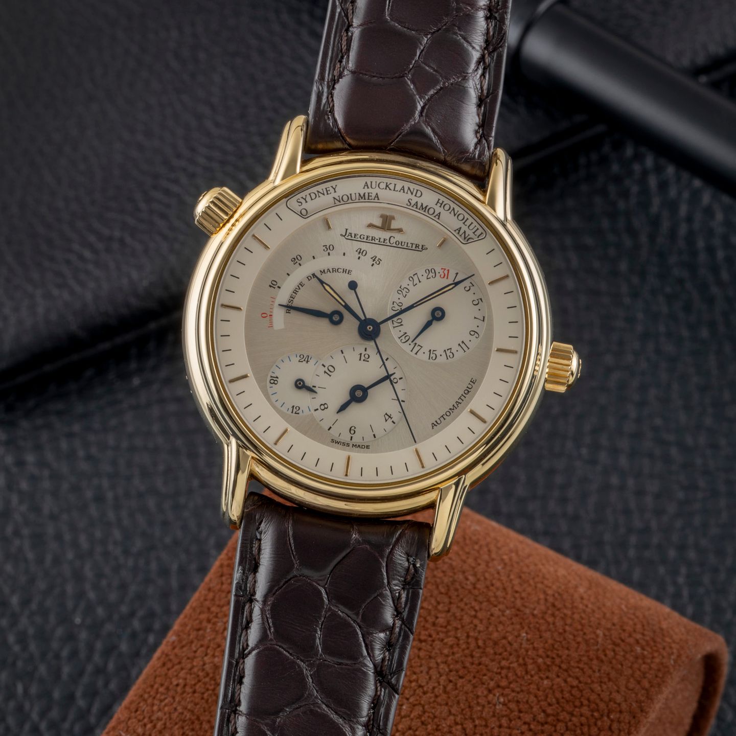 Jaeger-LeCoultre Master Geographic QA169102 (1992) - Zilver wijzerplaat 38mm Geelgoud (3/8)
