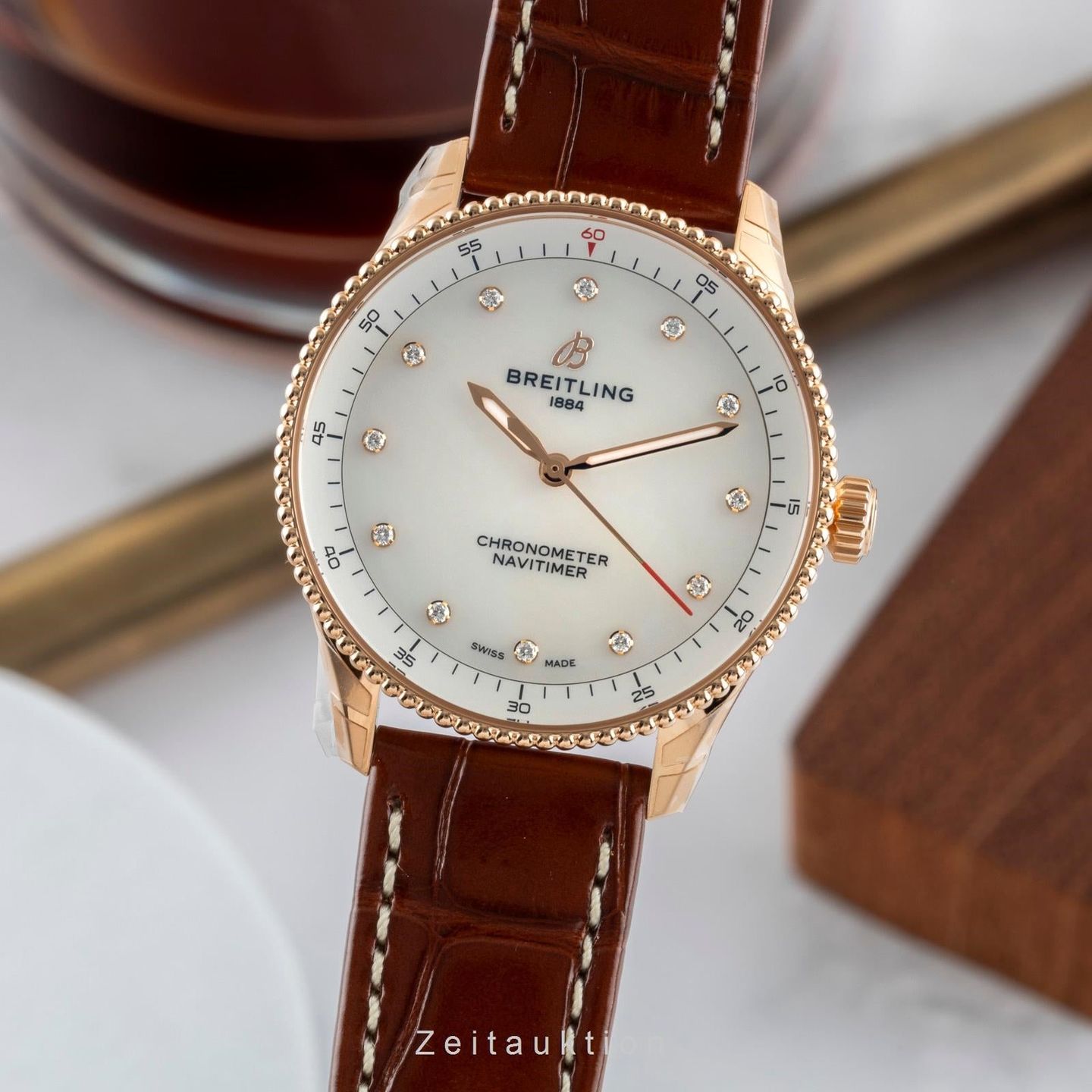 Breitling Navitimer R77320E61A1P1 (Unknown (random serial)) - White dial 32 mm Rose Gold case (1/8)