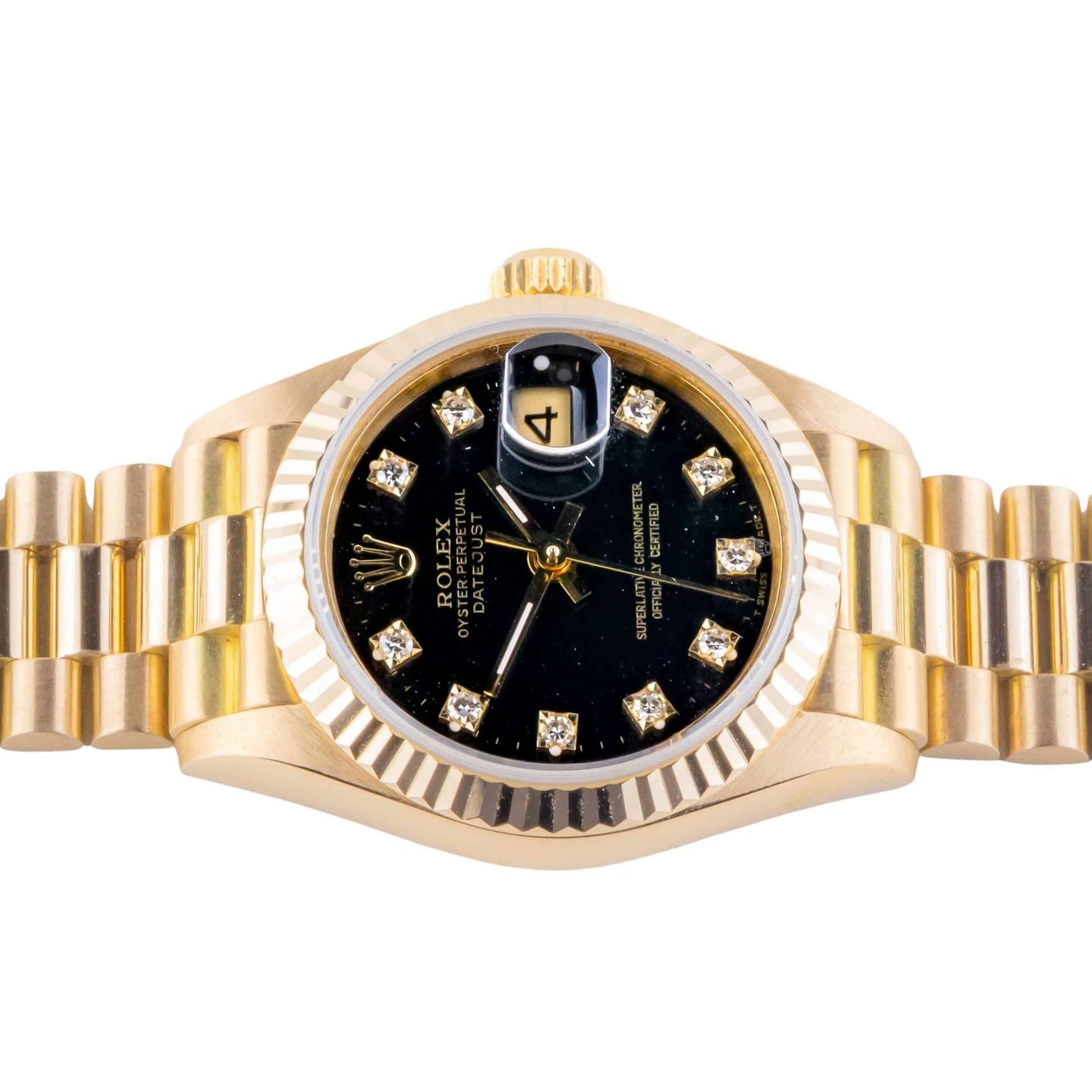 Rolex Lady-Datejust 69178 (1986) - Black dial 26 mm Yellow Gold case (5/8)
