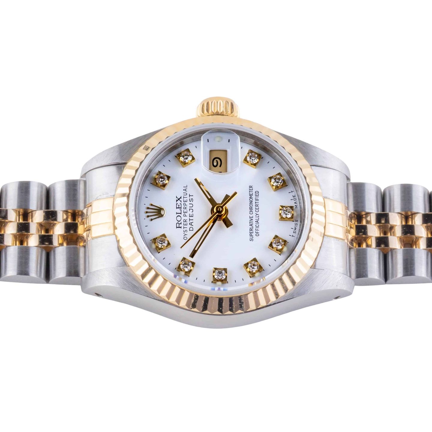 Rolex Lady-Datejust 69173 (1990) - White dial 26 mm Gold/Steel case (5/8)