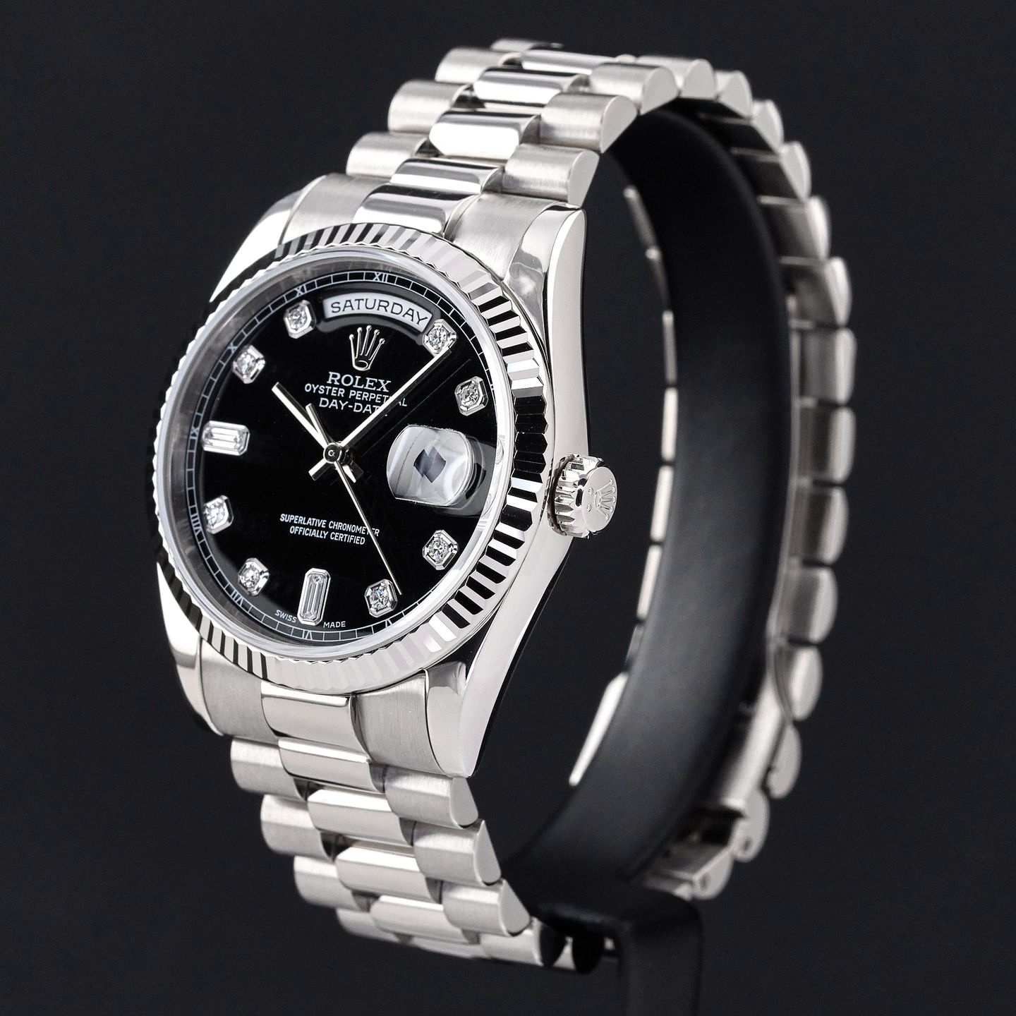 Rolex Day-Date 36 118239 (2001) - Black dial 36 mm White Gold case (4/8)