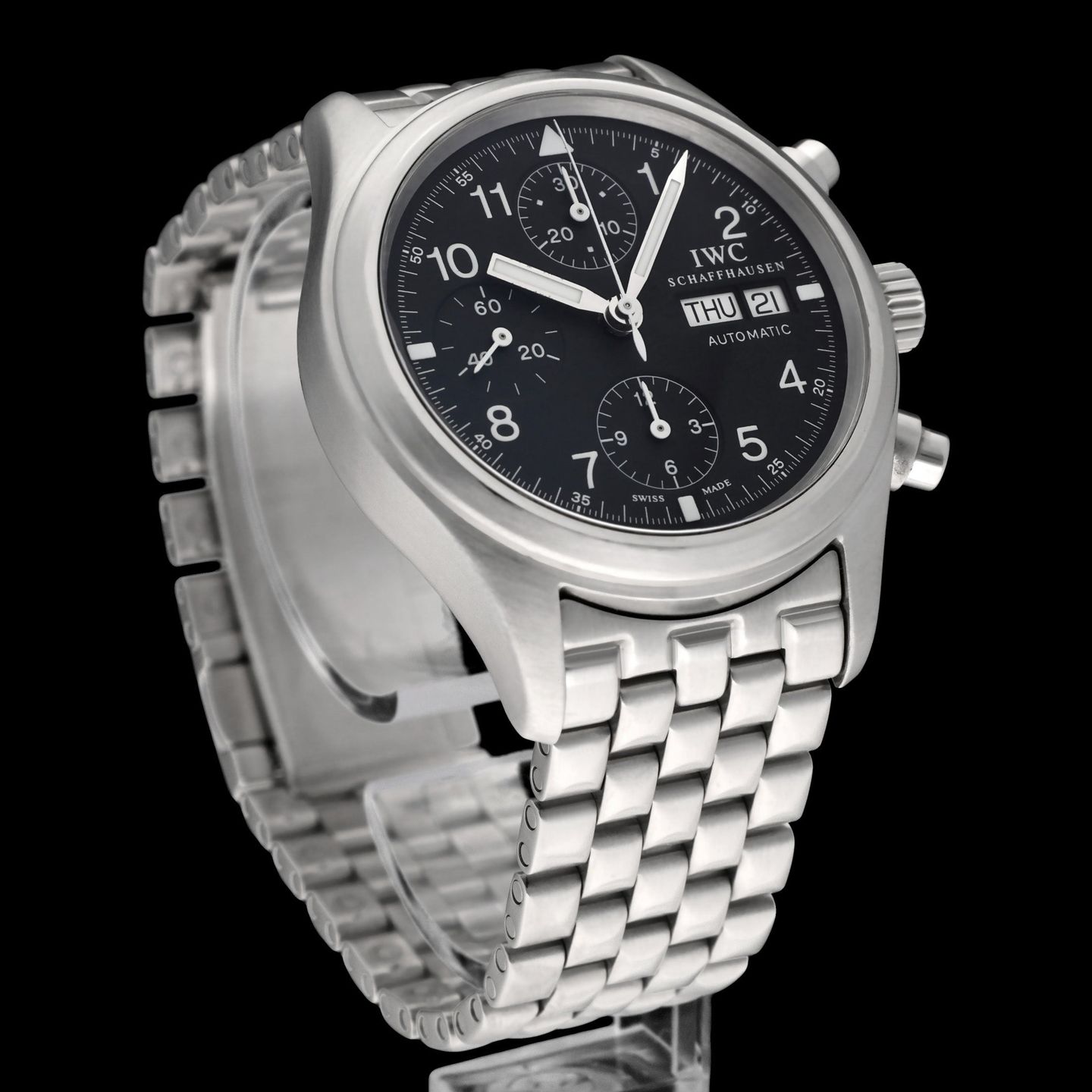 IWC Pilot Chronograph IW370607 (2004) - Zwart wijzerplaat 39mm Staal (5/8)