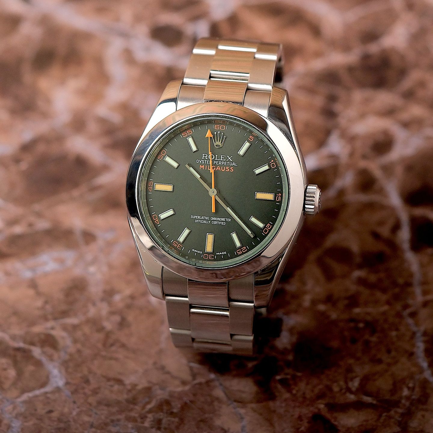 Rolex Milgauss 116400GV (Onbekend (willekeurig serienummer)) - Zwart wijzerplaat 40mm Staal (7/8)