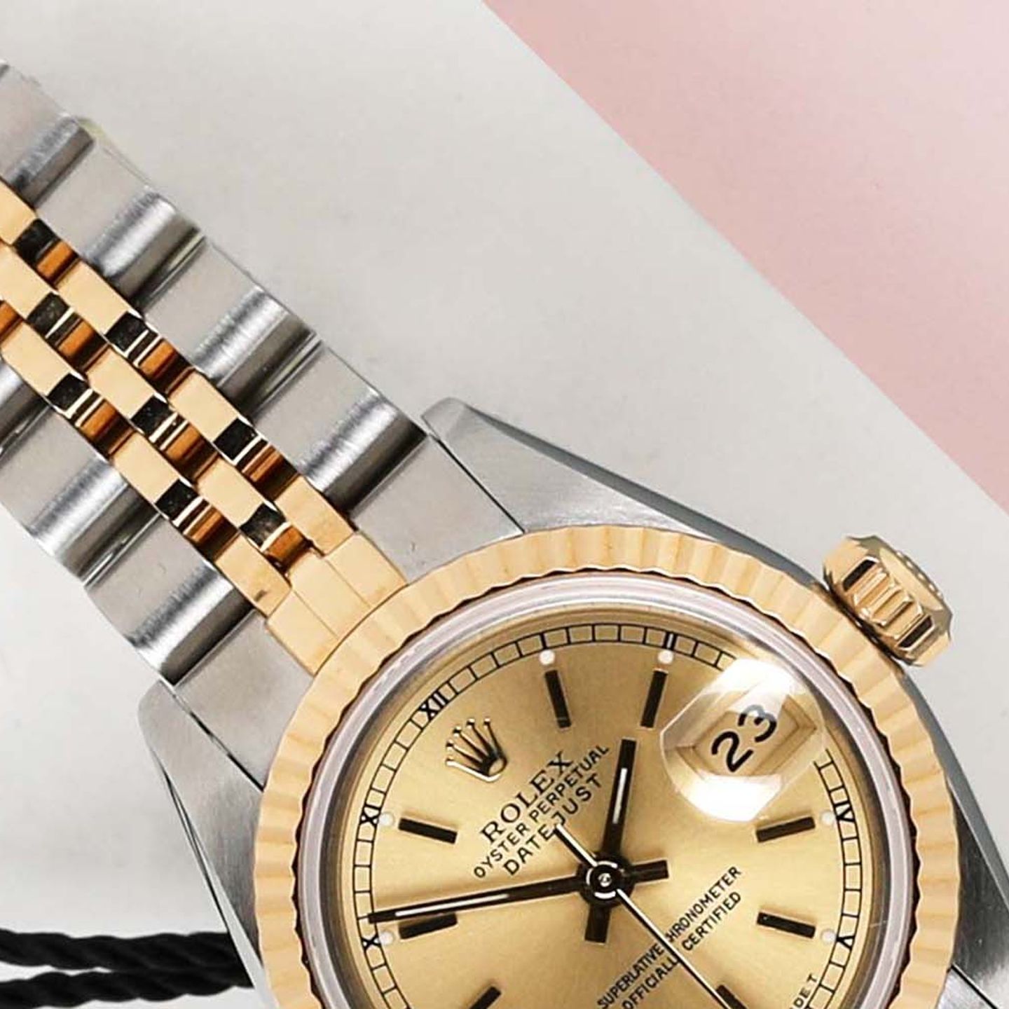 Rolex Lady-Datejust 69173 (1990) - Champagne dial 26 mm Gold/Steel case (2/7)