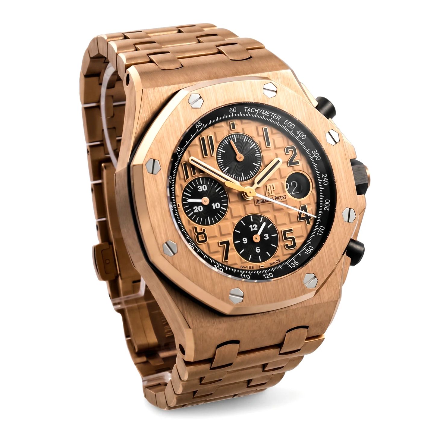 Audemars Piguet Royal Oak Offshore Chronograph 26470OR.OO.1000OR.01 (2014) - Champagne dial 42 mm Rose Gold case (4/8)