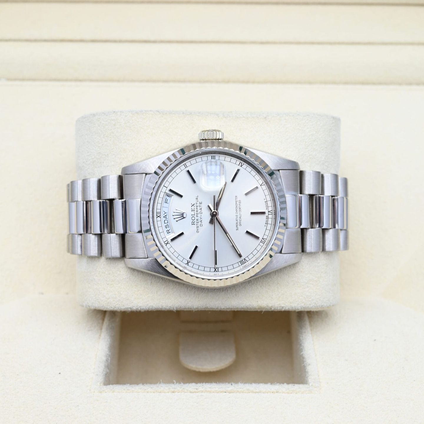 Rolex Day-Date 36 18238 (1988) - Zilver wijzerplaat 36mm Geelgoud (5/7)