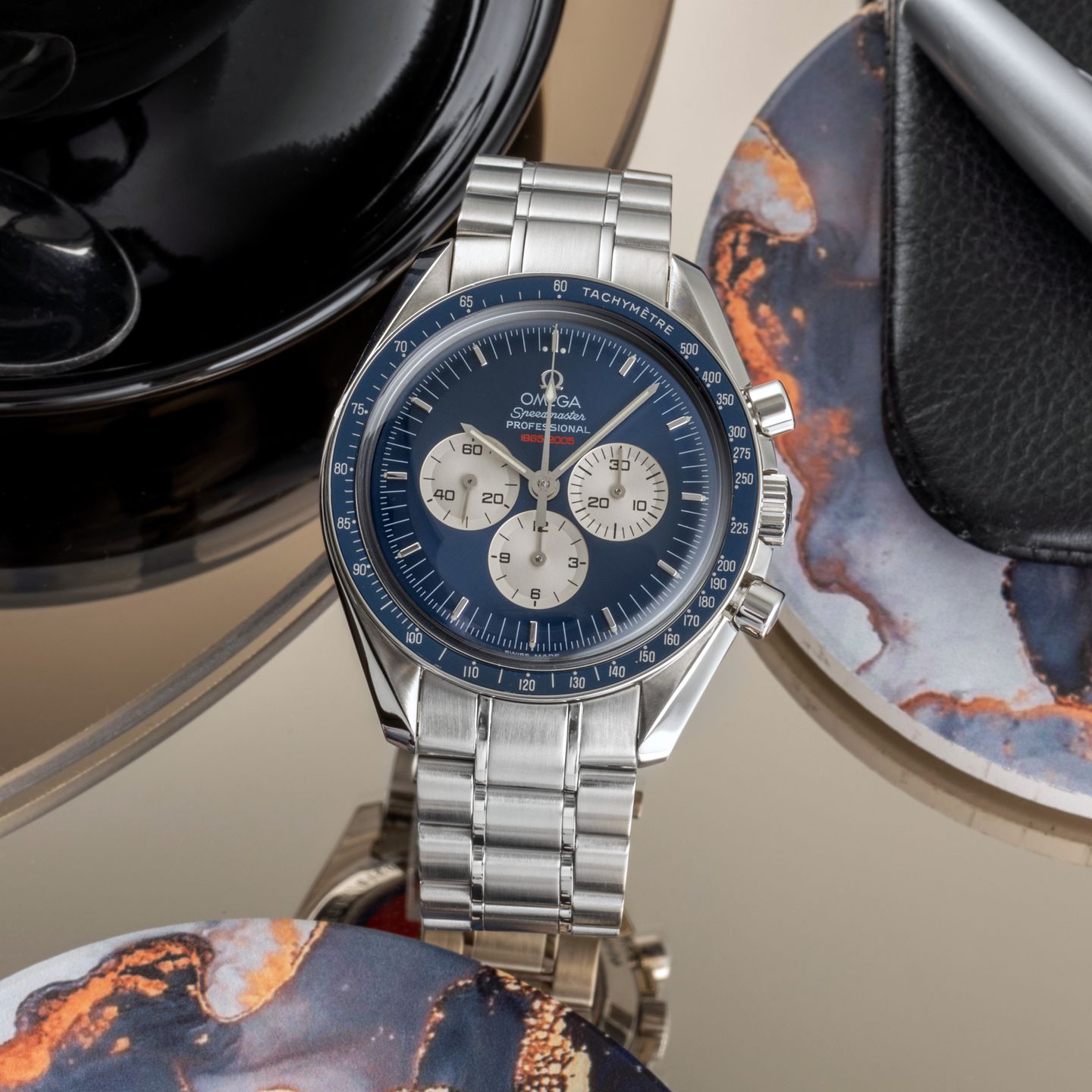 Omega Speedmaster Professional Moonwatch 3565.80.00 (Unknown (random serial)) - Blue dial 42 mm Steel case (1/8)