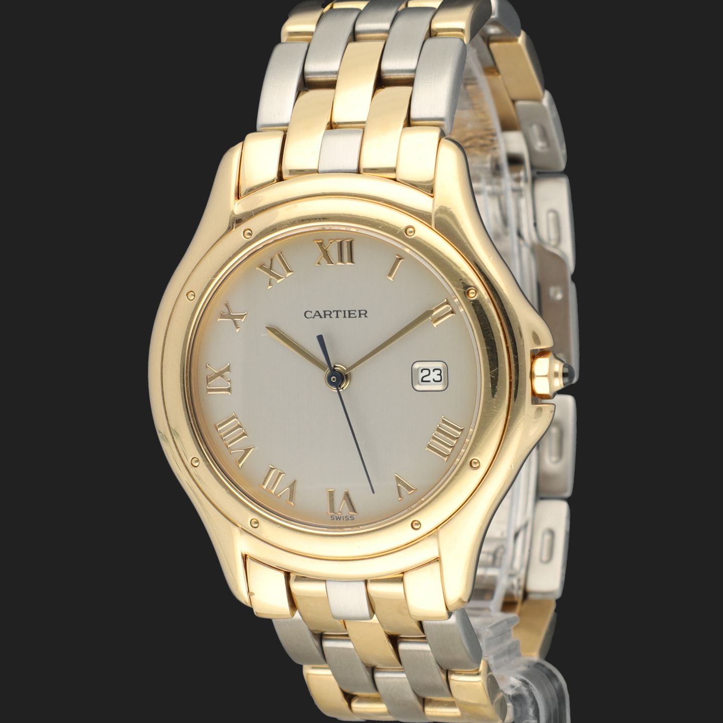 Cartier Cougar 116000R (2007) - Wit wijzerplaat 33mm Geelgoud (1/8)