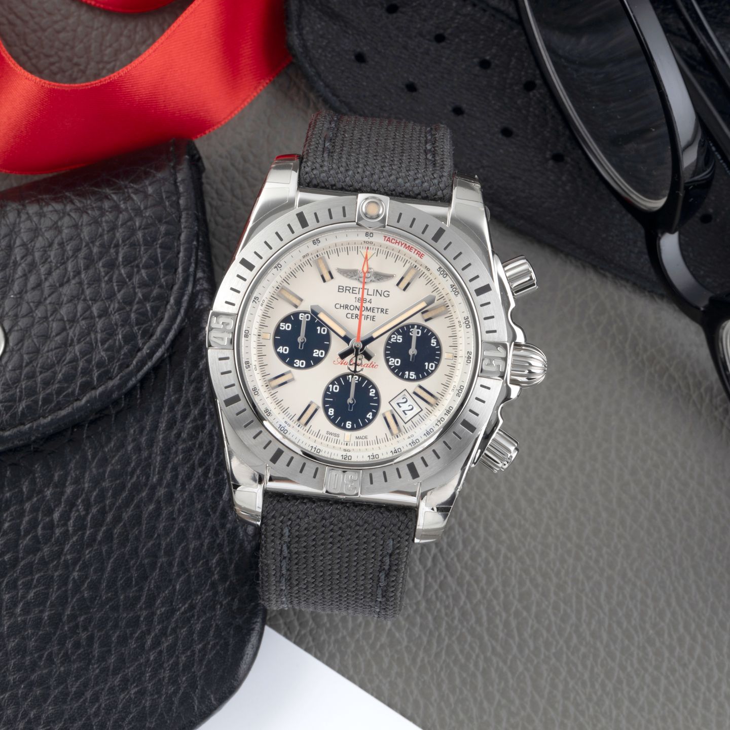 Breitling Chronomat 44 Airborne AB01154G/G786 (2014) - Zilver wijzerplaat 44mm Staal (1/8)