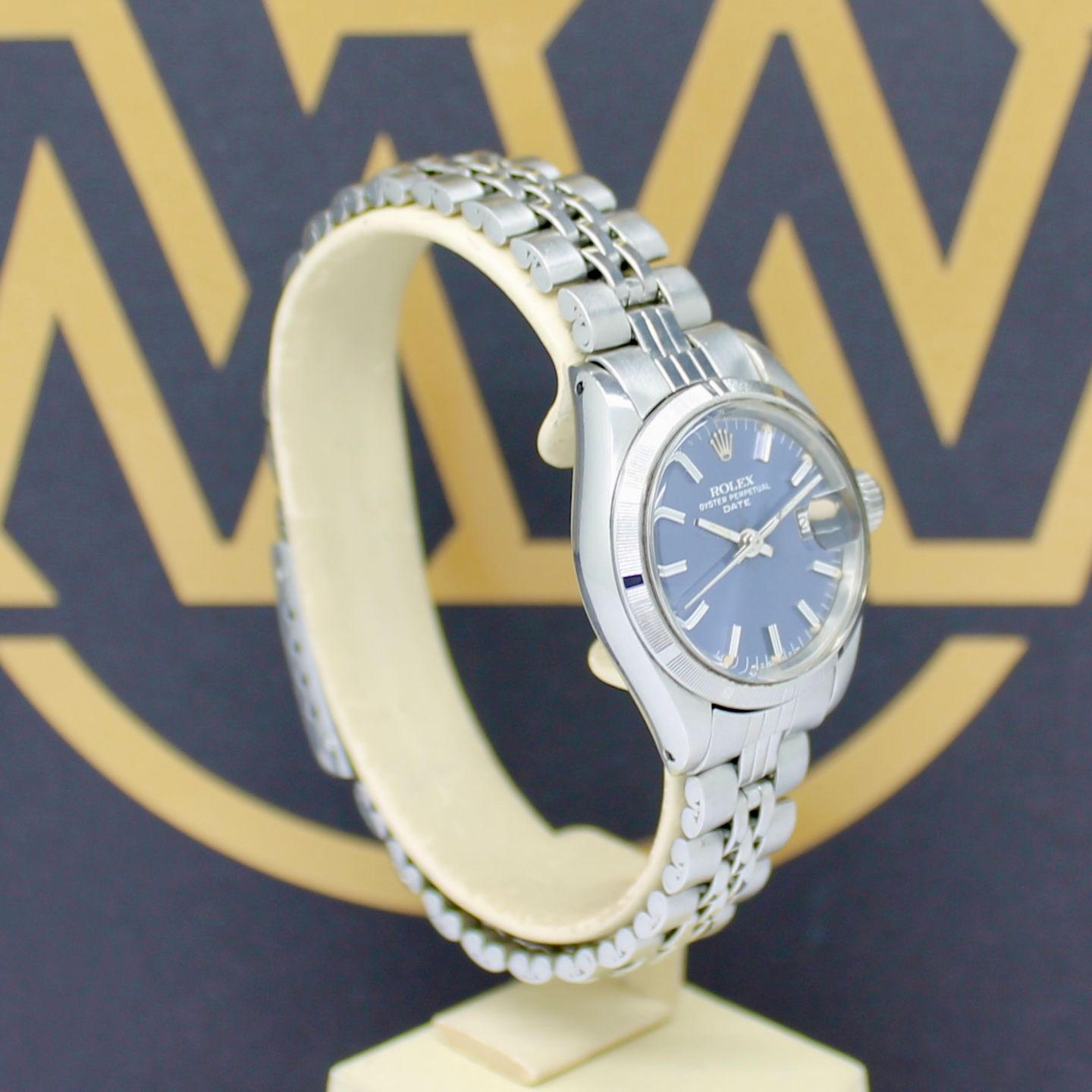 Rolex Oyster Perpetual Lady Date 6919 (1992) - Blauw wijzerplaat 26mm Staal (2/7)
