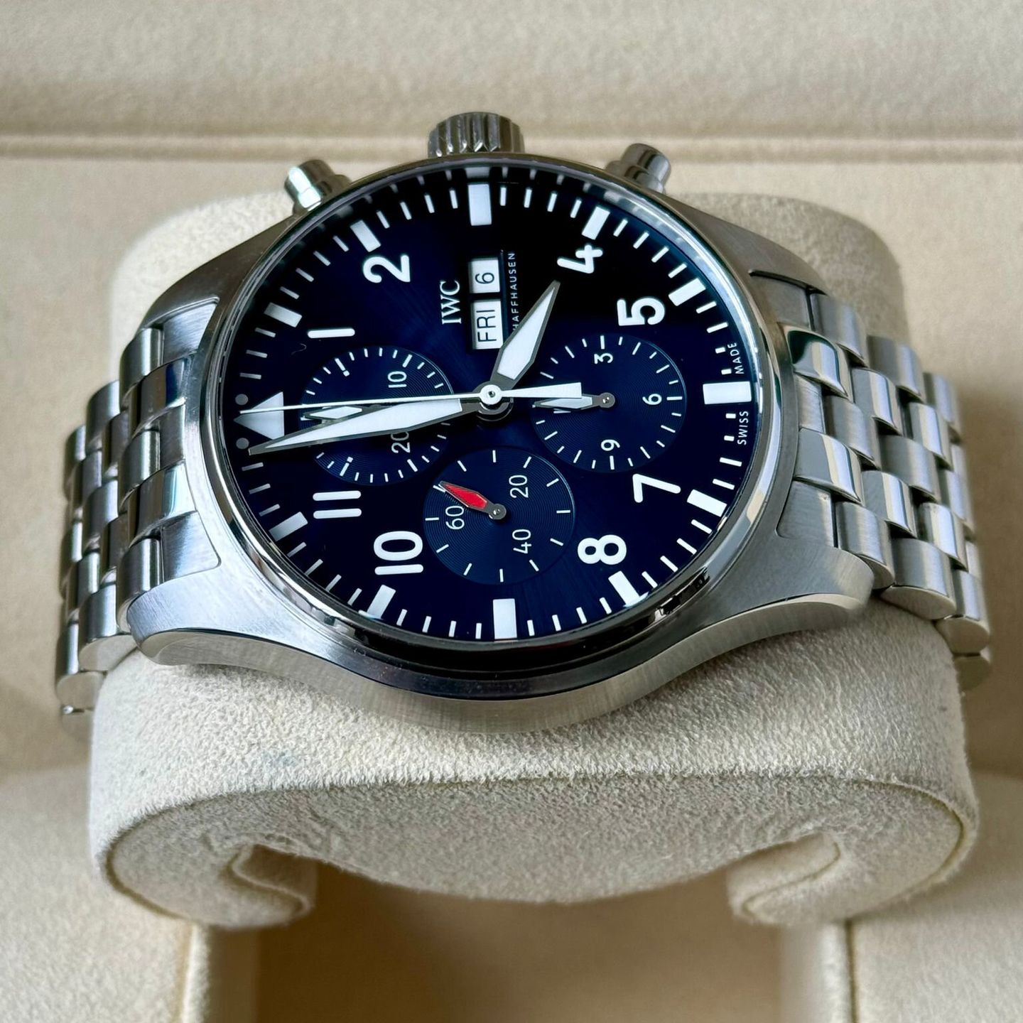 IWC Pilot Chronograph IW377717 (2021) - Blue dial 43 mm Steel case (5/7)