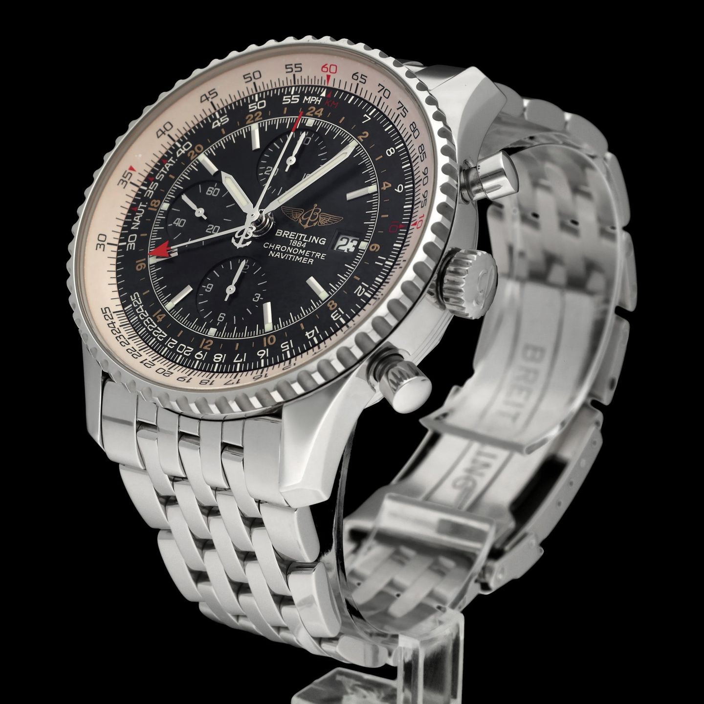 Breitling Navitimer World A24322 (2012) - Black dial 46 mm Steel case (5/8)