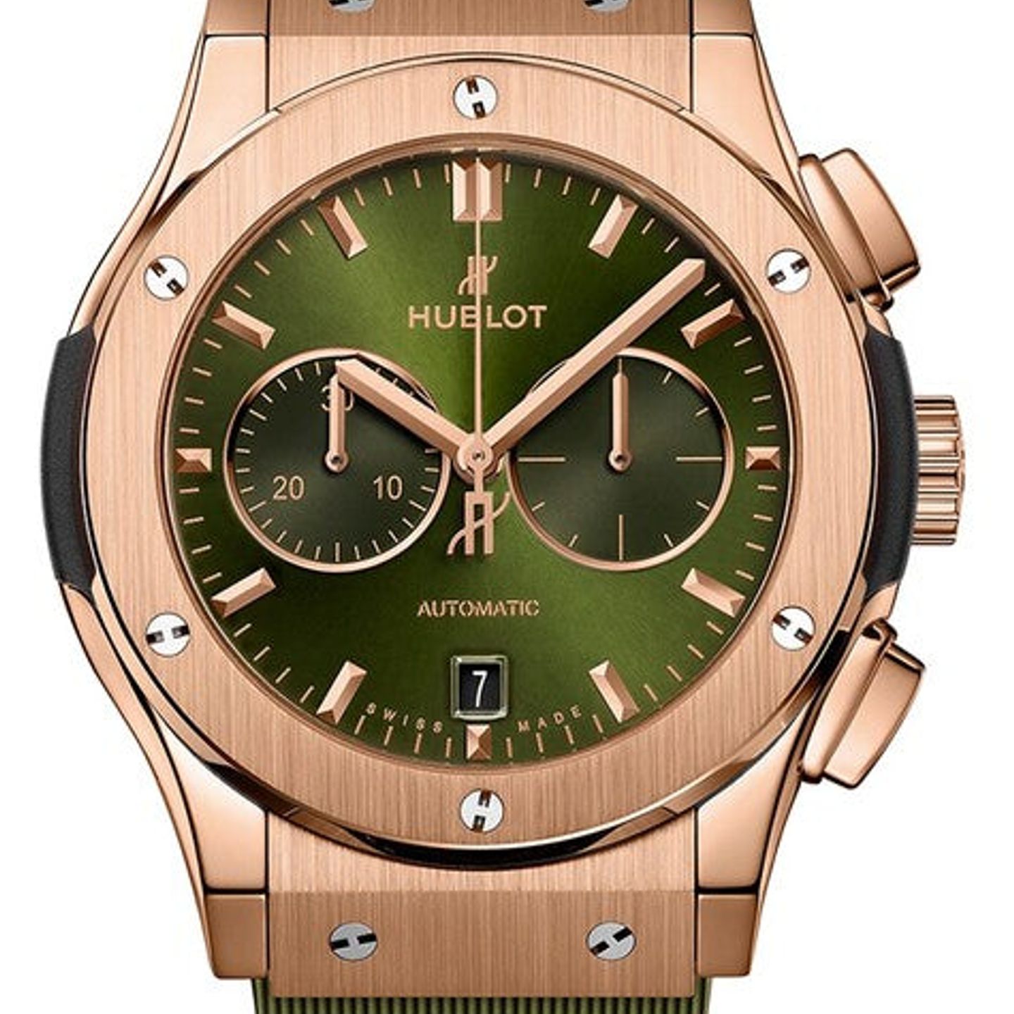 Hublot Classic Fusion Chronograph 541.OX.8980.RX (2025) - Green dial 42 mm Rose Gold case (1/1)