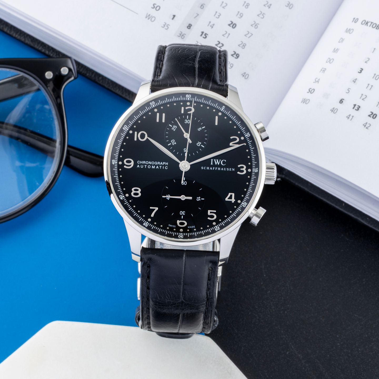 IWC Portuguese Chronograph IW371447 (Unknown (random serial)) - Black dial 41 mm Steel case (1/8)