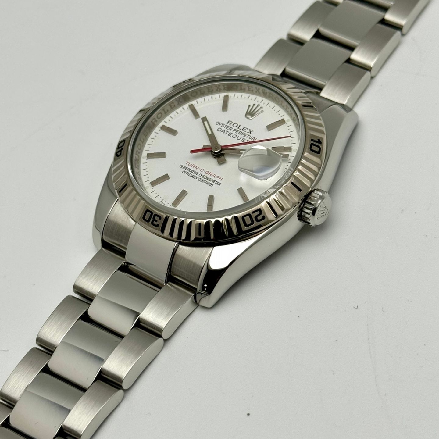 Rolex Datejust Turn-O-Graph 116264 (2005) - Wit wijzerplaat 36mm Staal (5/10)