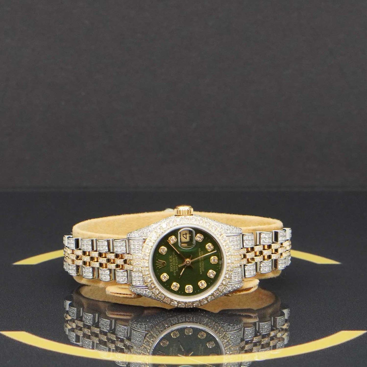 Rolex Lady-Datejust 69173 (1986) - Green dial 26 mm Gold/Steel case (3/7)