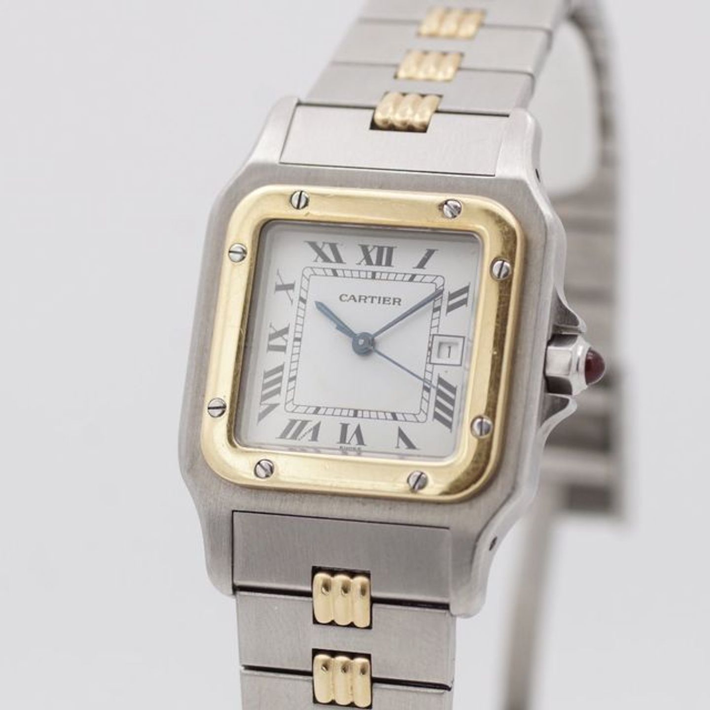Cartier Santos 2961 (1990) - White dial 29 mm Gold/Steel case (1/9)