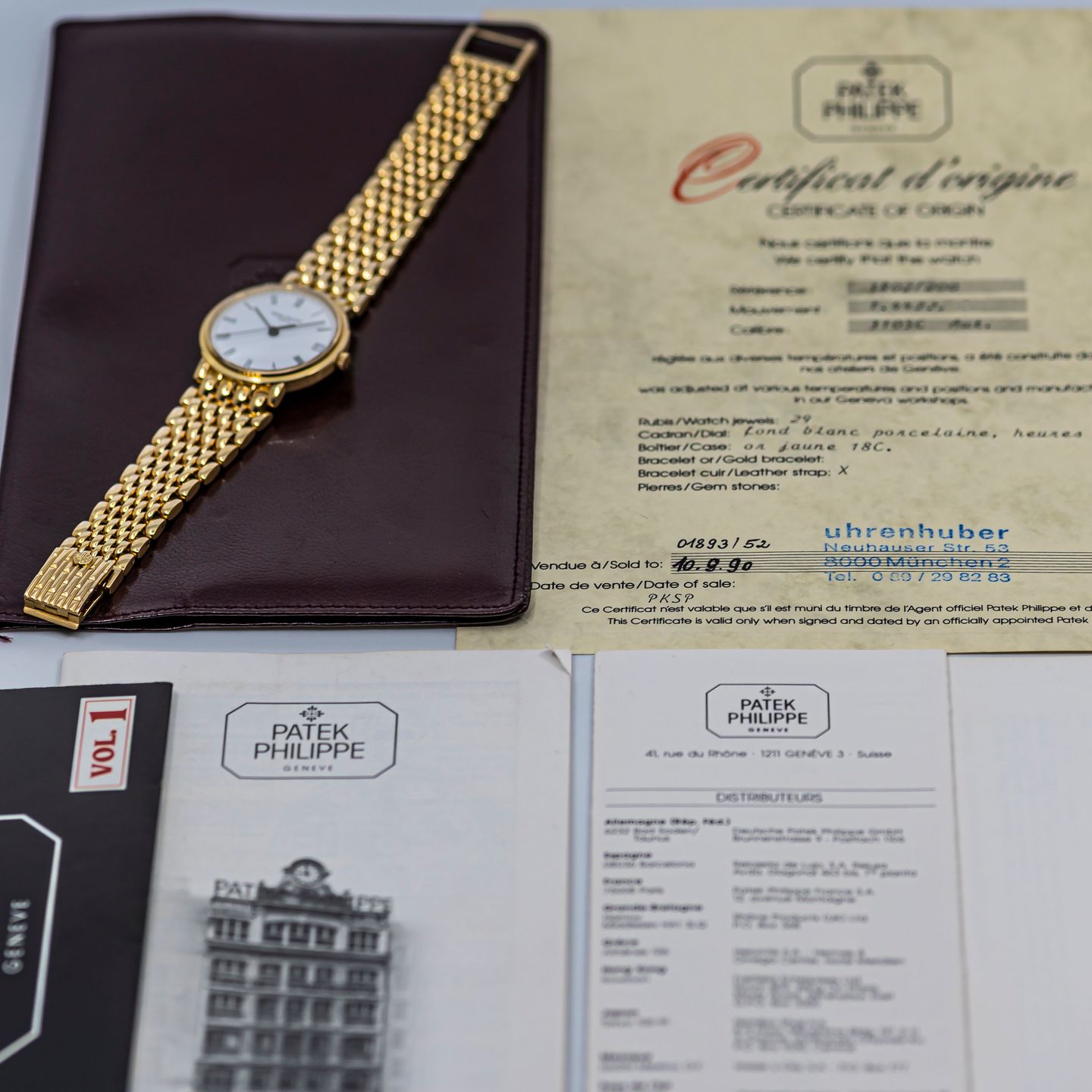 Patek Philippe Calatrava 3802/200 (1990) - White dial 33 mm Yellow Gold case (8/8)