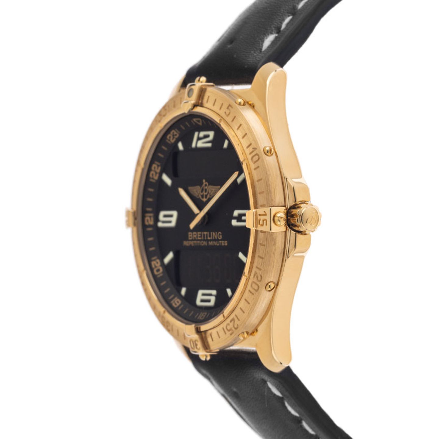 Breitling Aerospace K65362  (2002) - Zwart wijzerplaat 40mm Geelgoud (3/6)