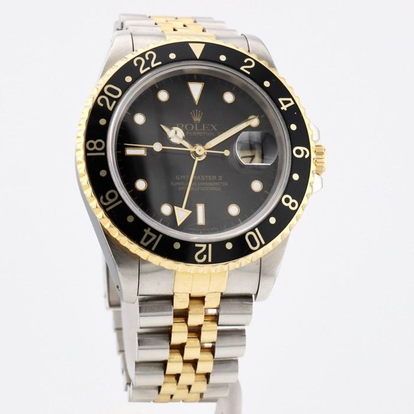 Rolex GMT-Master II 16713 (1996) - Black dial 40 mm Gold/Steel case (1/8)