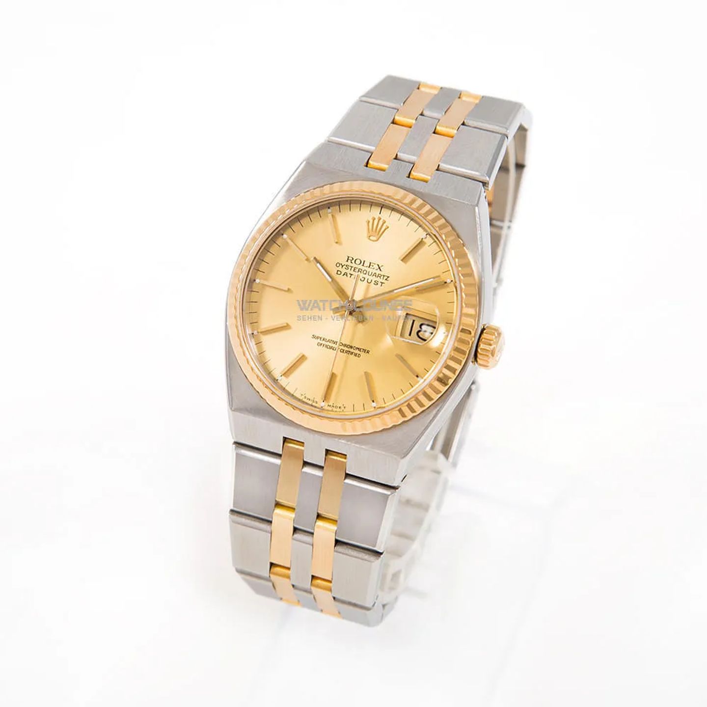 Rolex Datejust Oysterquartz 17013 (1998) - Champagne dial 36 mm Gold/Steel case (5/8)