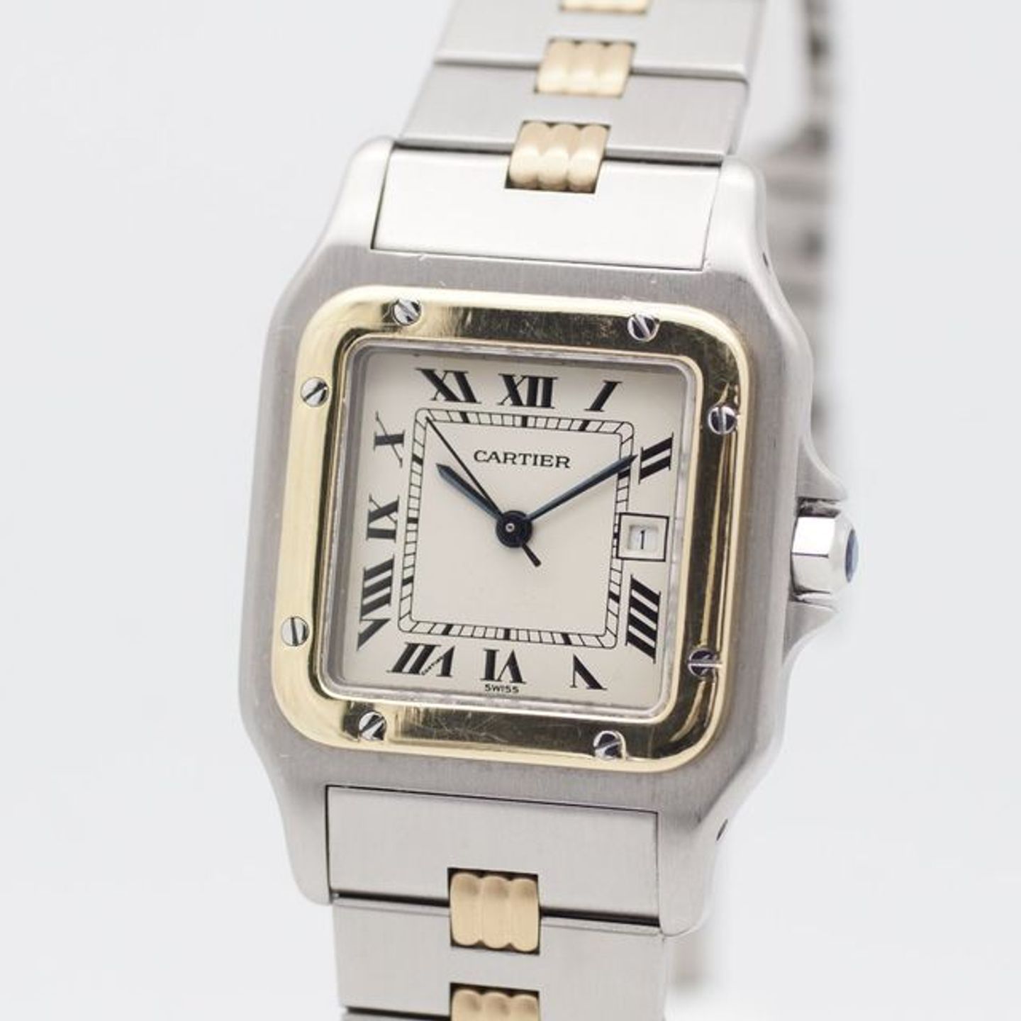Cartier Santos 2961 (1990) - White dial 29 mm Gold/Steel case (1/7)