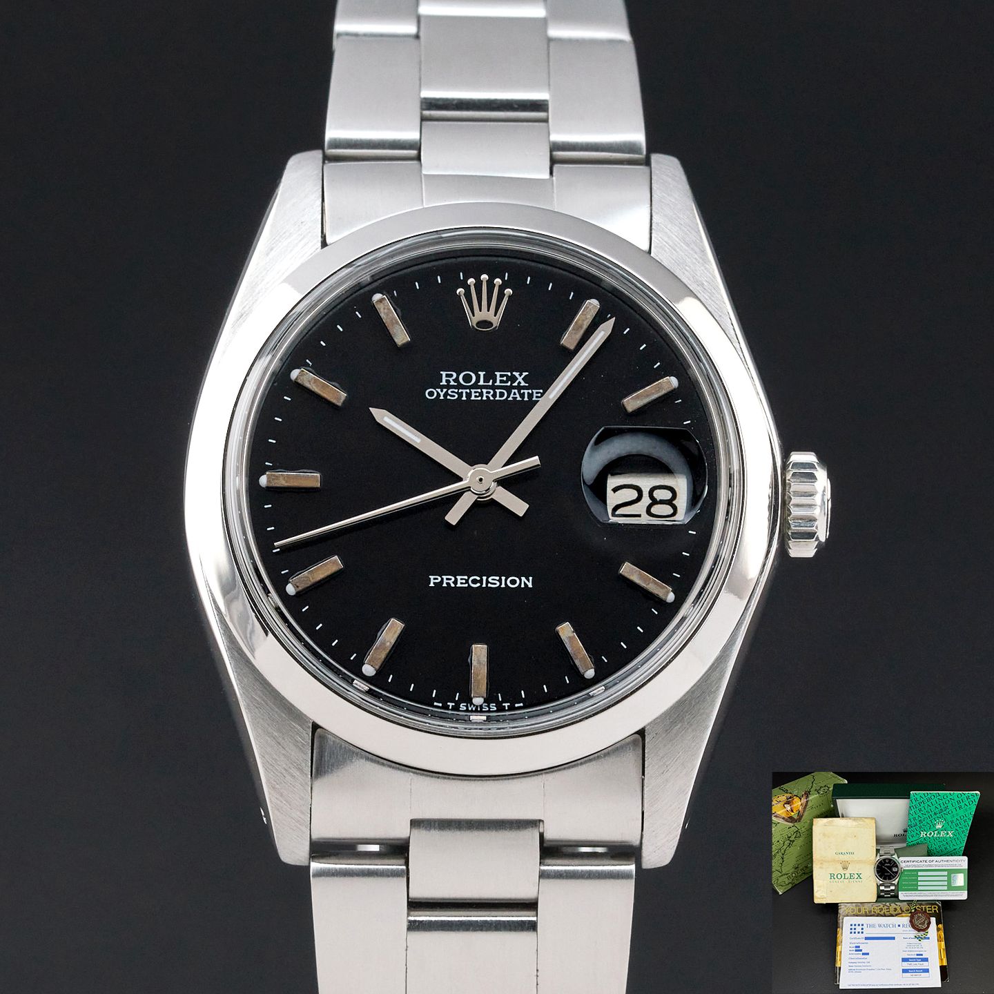 Rolex Oyster Precision 6694 (1981) - Zwart wijzerplaat 34mm Staal (1/8)