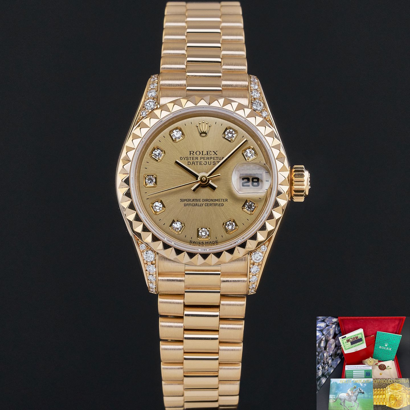 Rolex Lady-Datejust 69188 (1995) - Gold dial 26 mm Yellow Gold case (1/7)