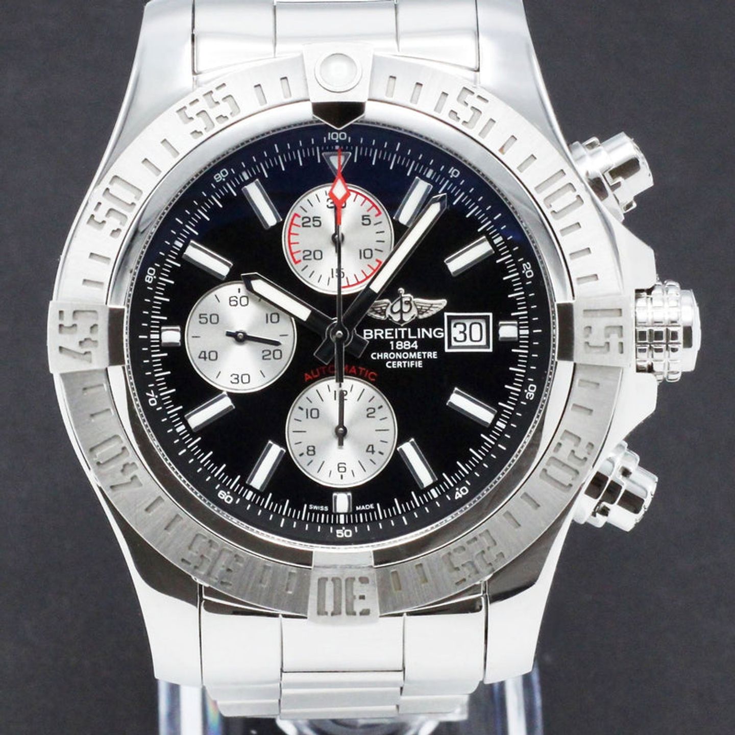 Breitling Super Avenger II A13371 (2016) - Zwart wijzerplaat 48mm Staal (1/8)