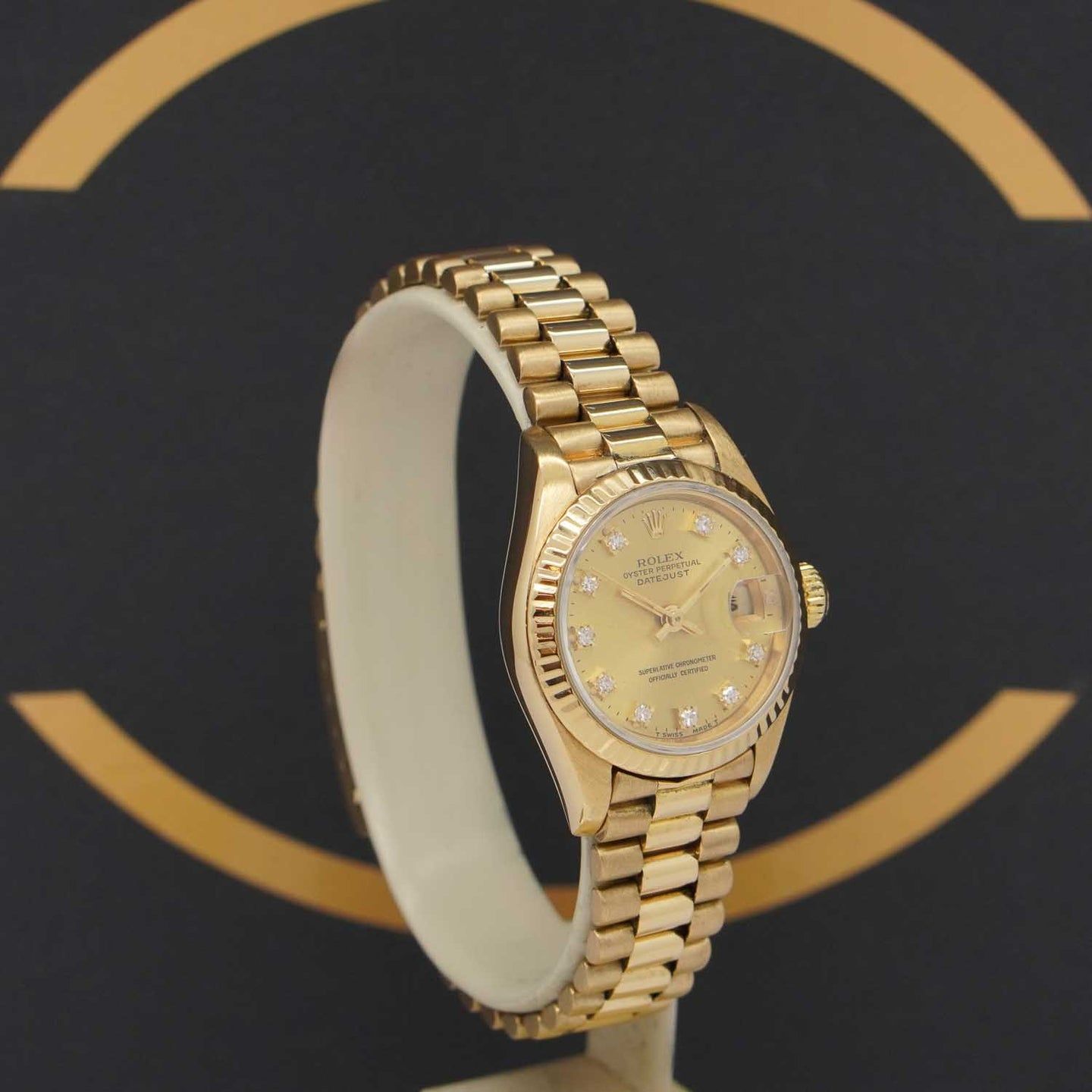 Rolex Lady-Datejust 69178 (1990) - Gold dial 26 mm Yellow Gold case (3/7)