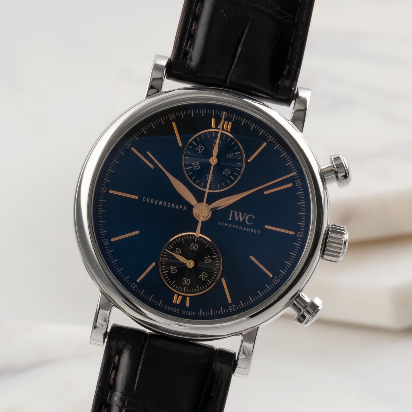 IWC Portofino Chronograph IW391404 (Unknown (random serial)) - Black dial 39 mm Steel case (3/8)