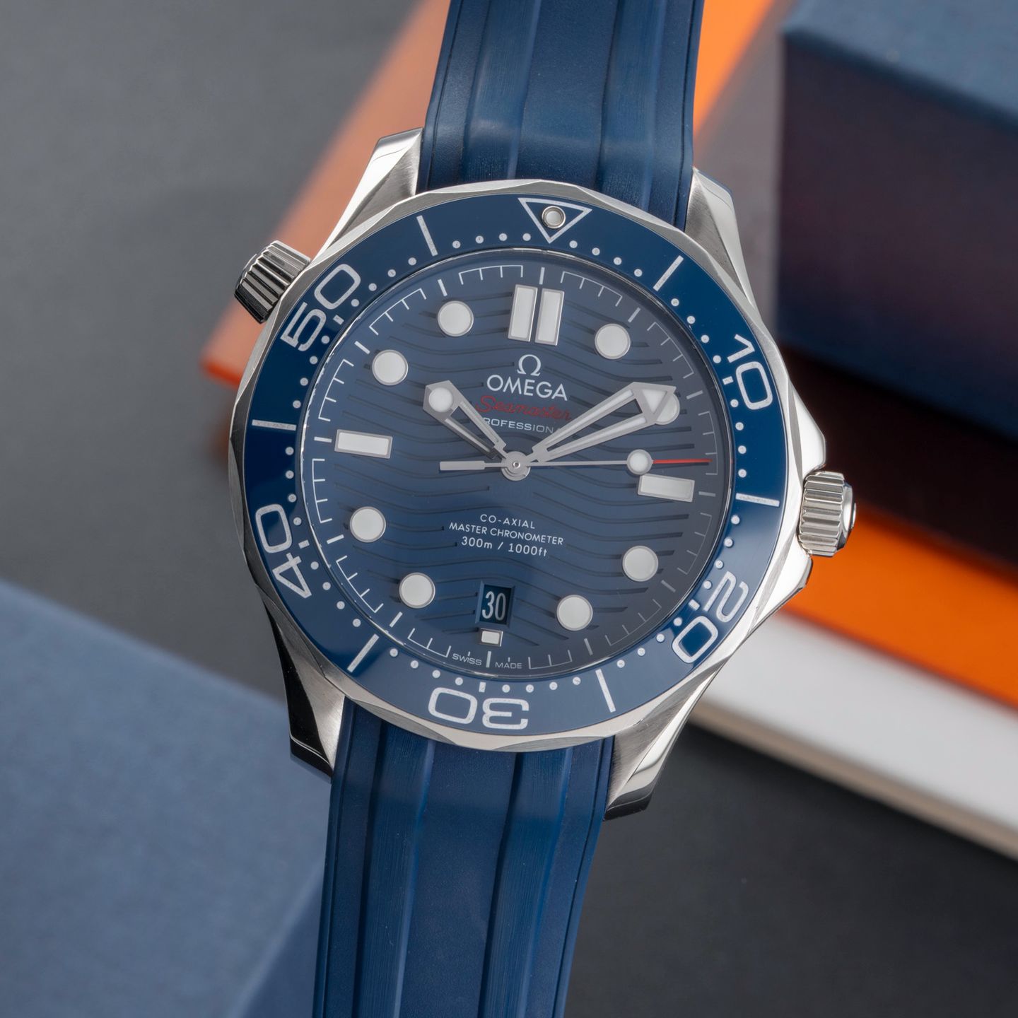 Omega Seamaster Diver 300 M 210.32.42.20.03.001 (Onbekend (willekeurig serienummer)) - Blauw wijzerplaat 42mm Staal (3/8)