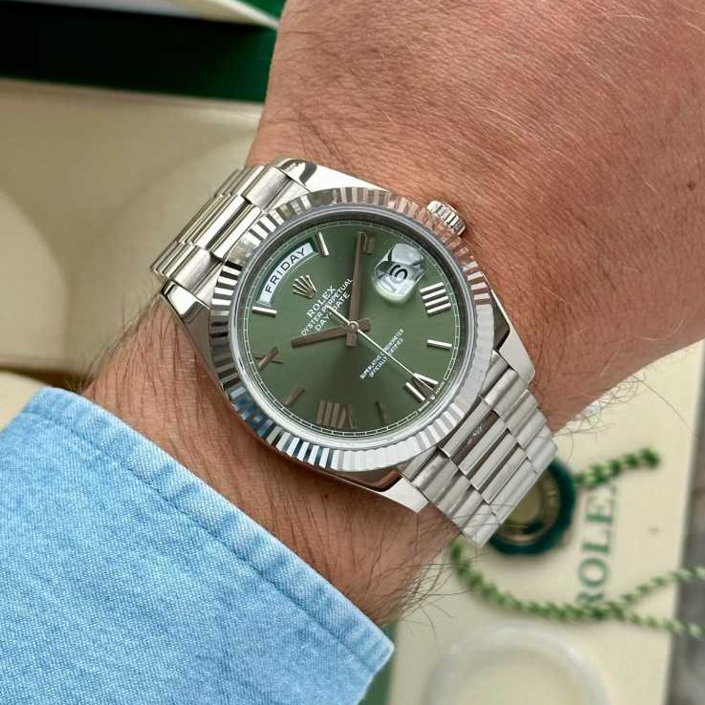 Rolex Day-Date 40 228239 (2021) - Groen wijzerplaat 40mm Witgoud (5/8)