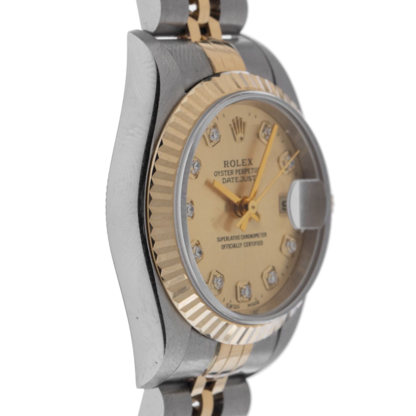 Rolex Lady-Datejust 69173 (2001) - Champagne wijzerplaat 26mm Goud/Staal (4/6)