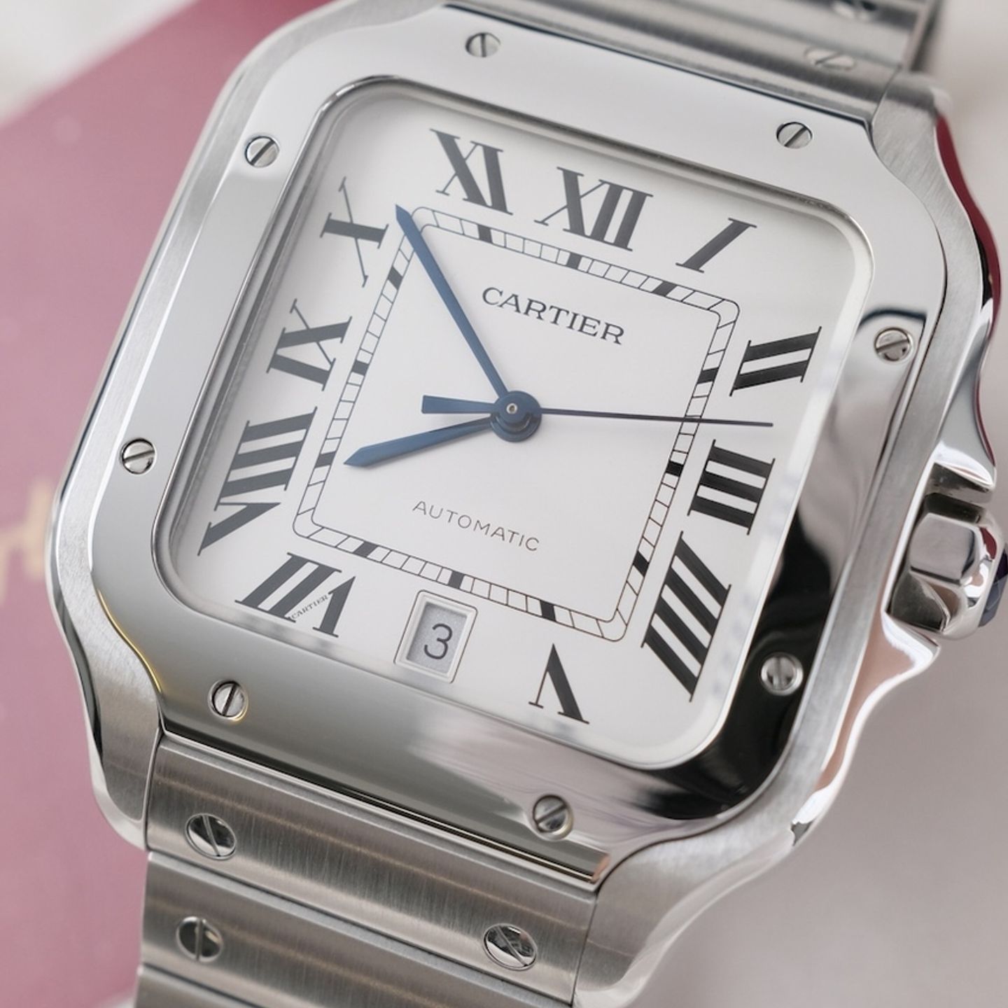Cartier Santos WSSA0009 (2018) - White dial 40 mm Steel case (1/8)