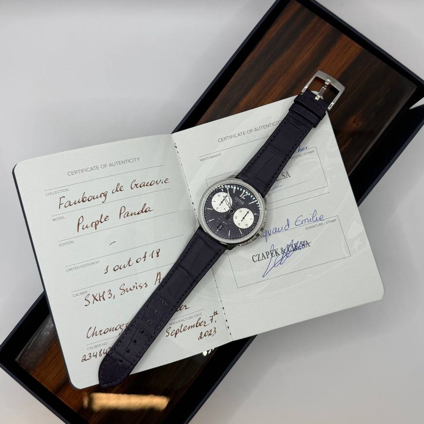 Czapek Faubourg de Cracovie 12493 (2023) - Zwart wijzerplaat 40mm Staal (3/7)