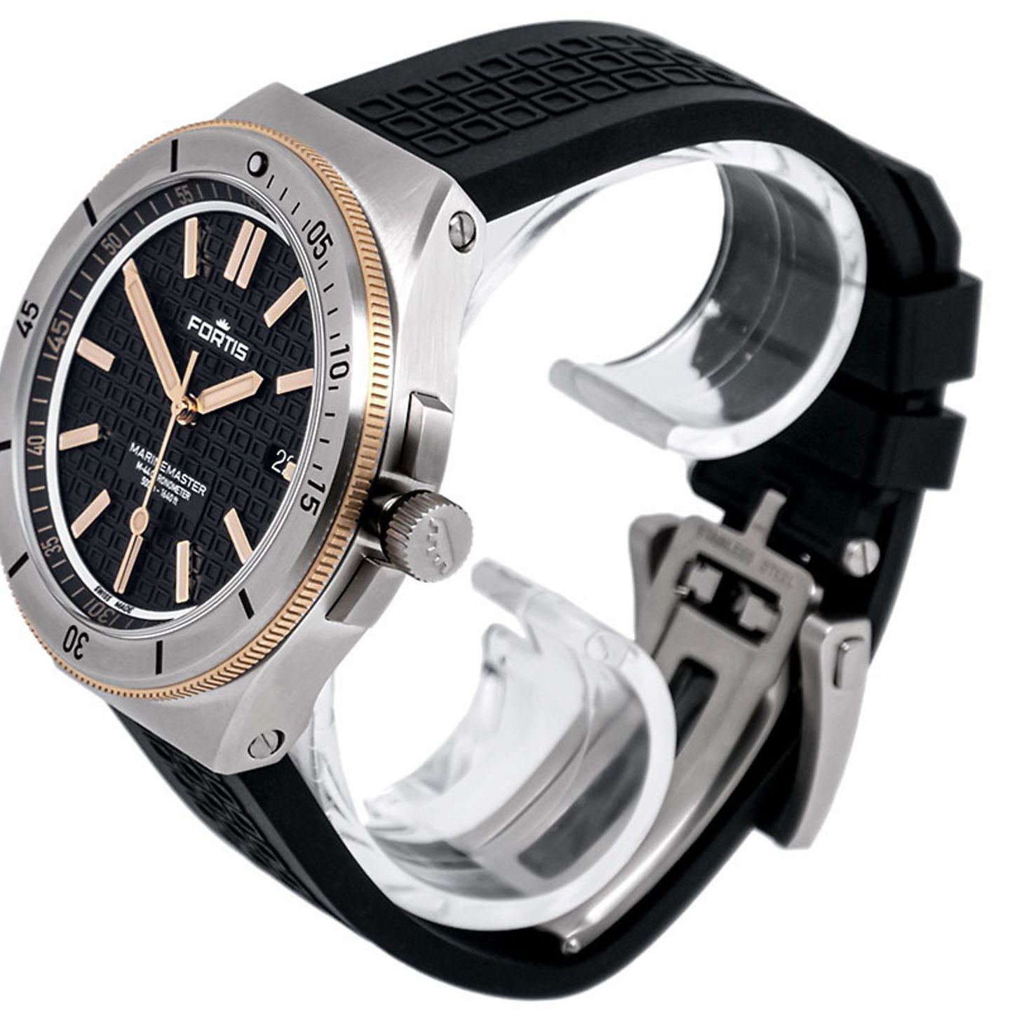 Fortis Marinemaster F8120015 (2024) - Zwart wijzerplaat 44mm Staal (2/7)