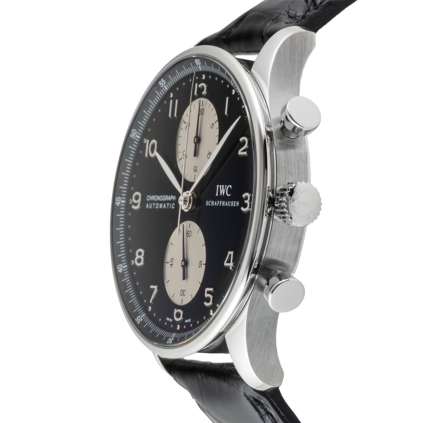 IWC Portuguese Chronograph IW371404 (Onbekend (willekeurig serienummer)) - Zwart wijzerplaat 41mm Staal (6/8)