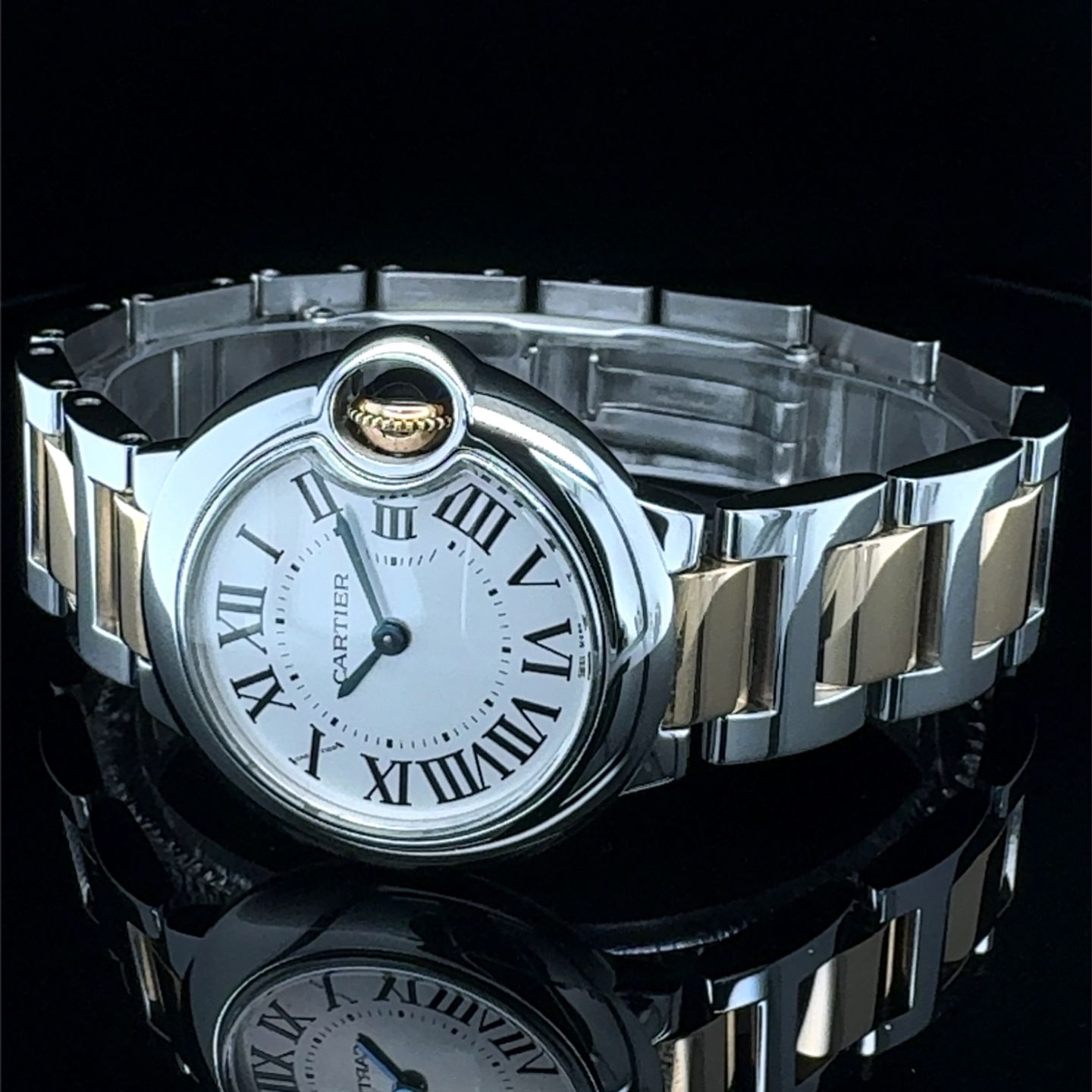 Cartier Ballon Bleu 28mm 3009 (2012) - White dial 28 mm Gold/Steel case (7/8)