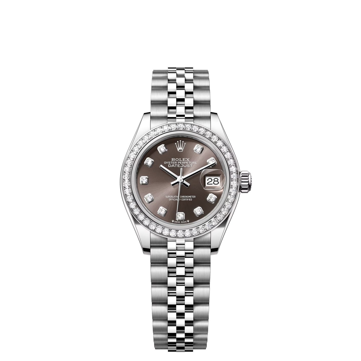 Rolex Lady-Datejust 279384RBR (2024) - Grijs wijzerplaat 28mm Staal (1/8)