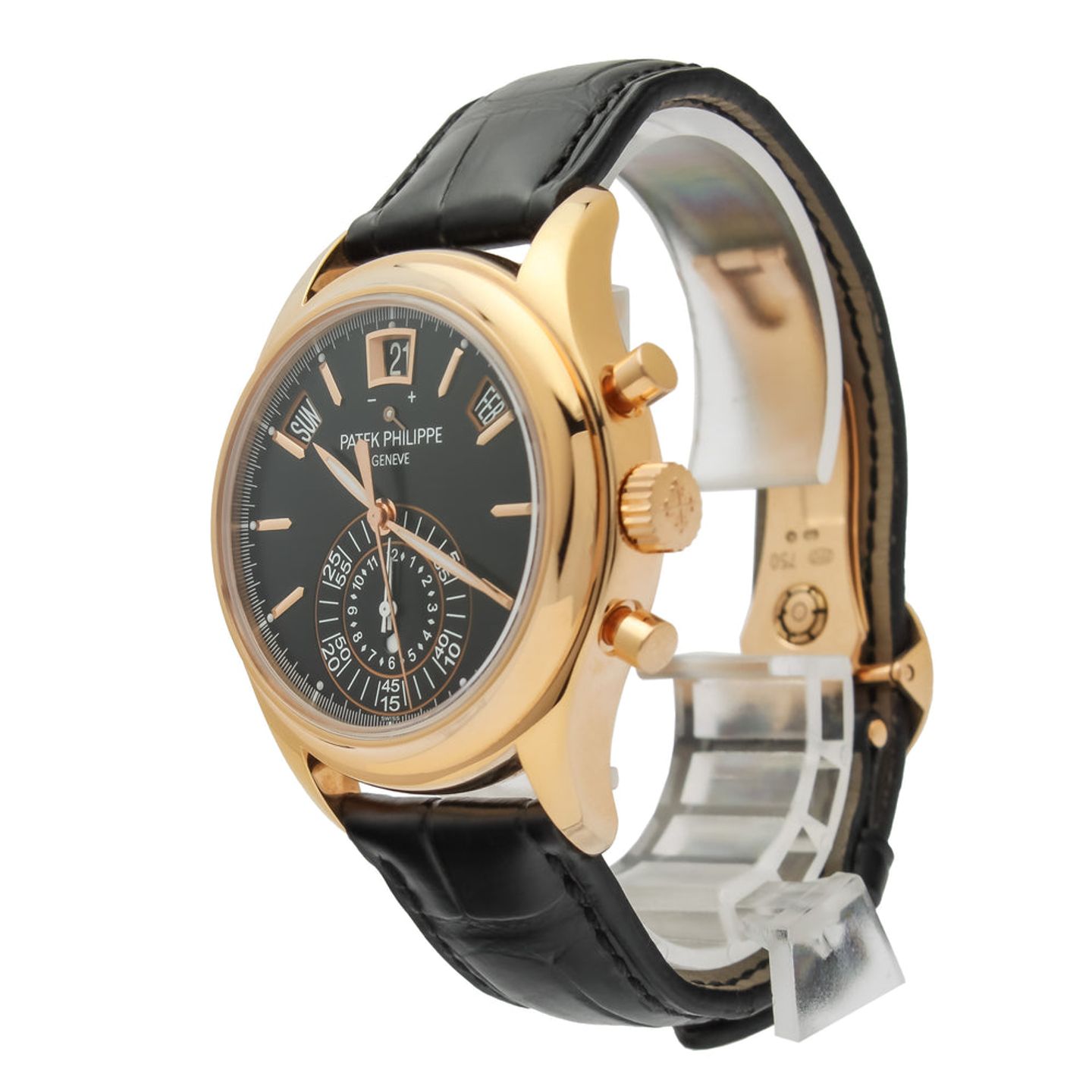 Patek Philippe Annual Calendar Chronograph 5960R-012 (2014) - Black dial 41 mm Rose Gold case (3/6)