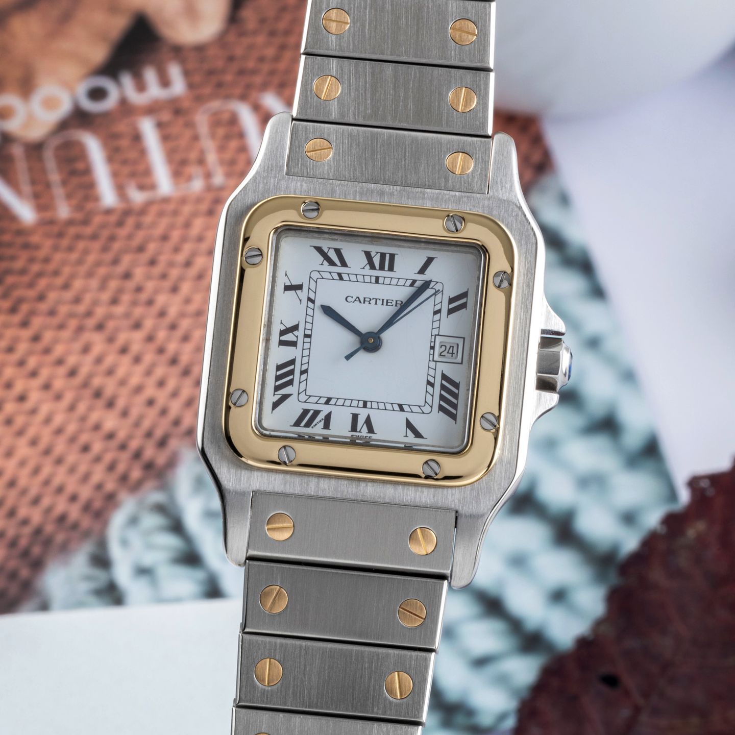 Cartier Santos 2961 (1995) - 29mm Goud/Staal (3/8)