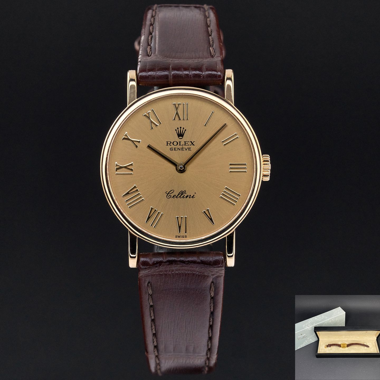 Rolex Cellini 5109 (1991) - Champagne wijzerplaat 26mm Geelgoud (1/8)