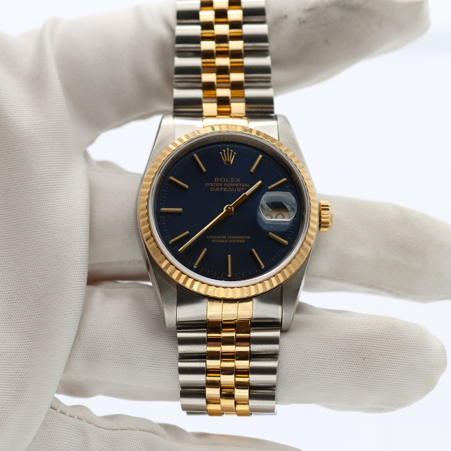 Rolex Datejust 36 16233 (Unknown (random serial)) - Blue dial 36 mm Gold/Steel case (3/8)