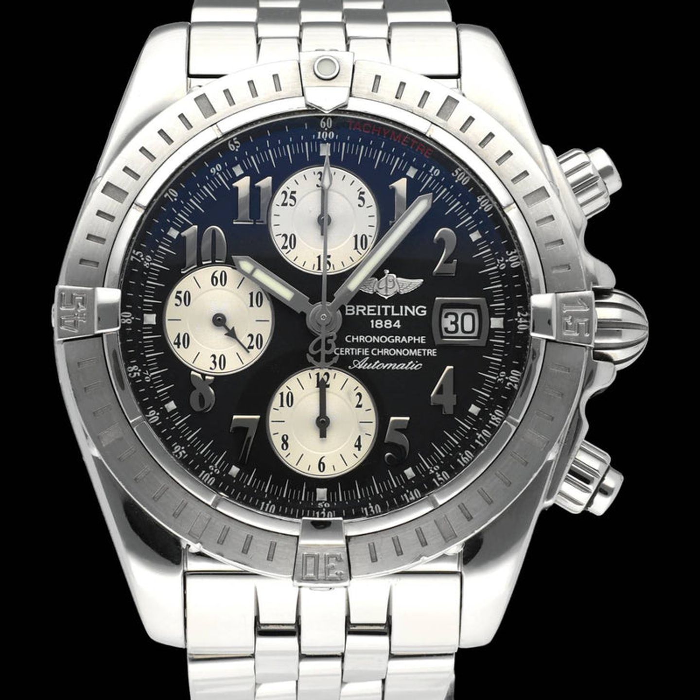 Breitling Chronomat Evolution A13356 (2005) - Zwart wijzerplaat 44mm Staal (1/7)