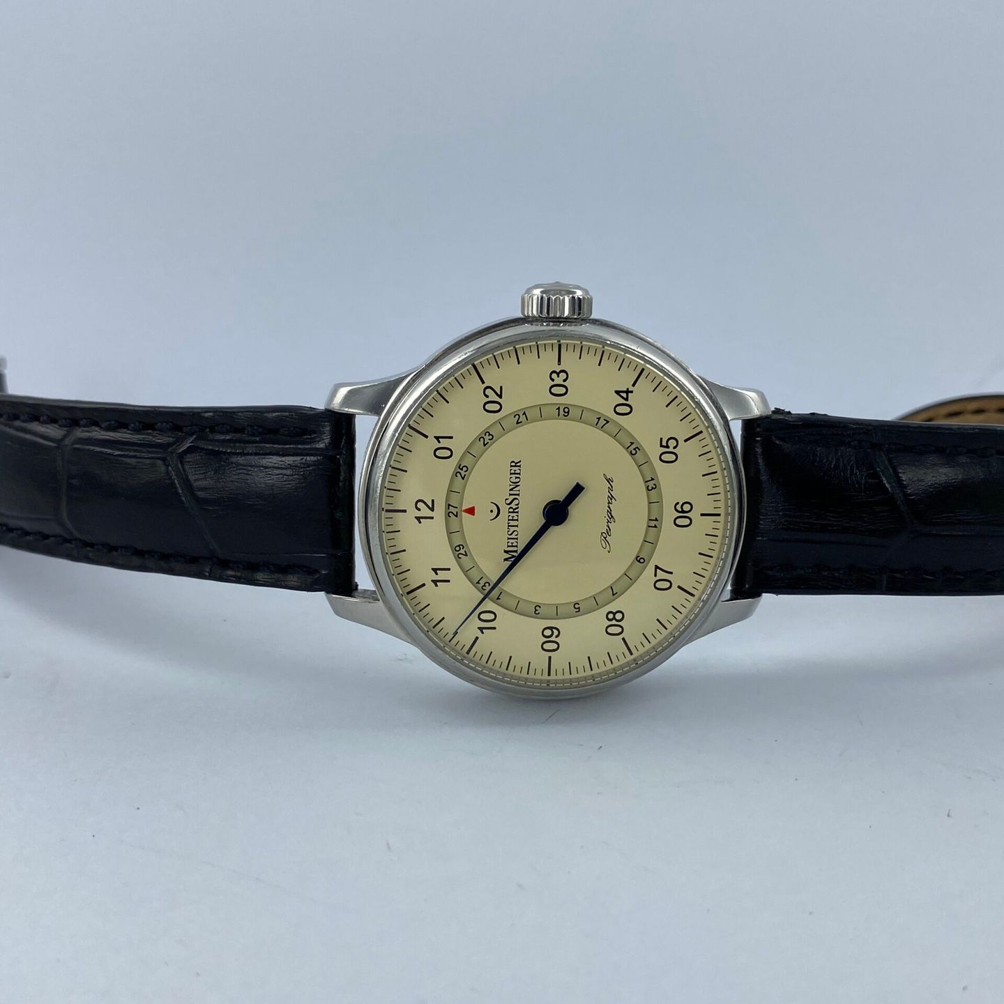 Meistersinger Perigraph - (Unknown (random serial)) - Yellow dial 43 mm Steel case (1/8)