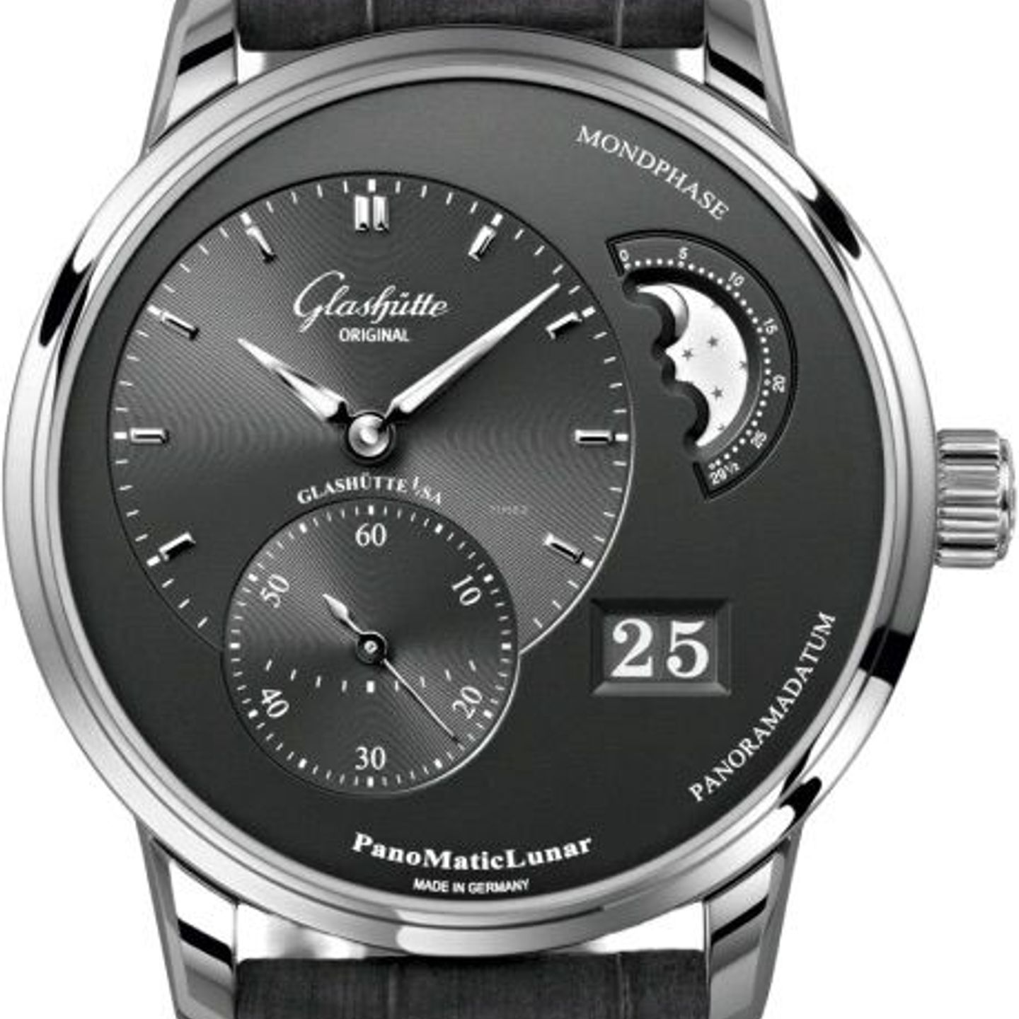 Glashütte Original PanoMaticLunar 1-90-02-43-32-05 (2024) - Grijs wijzerplaat 40mm Staal (1/8)