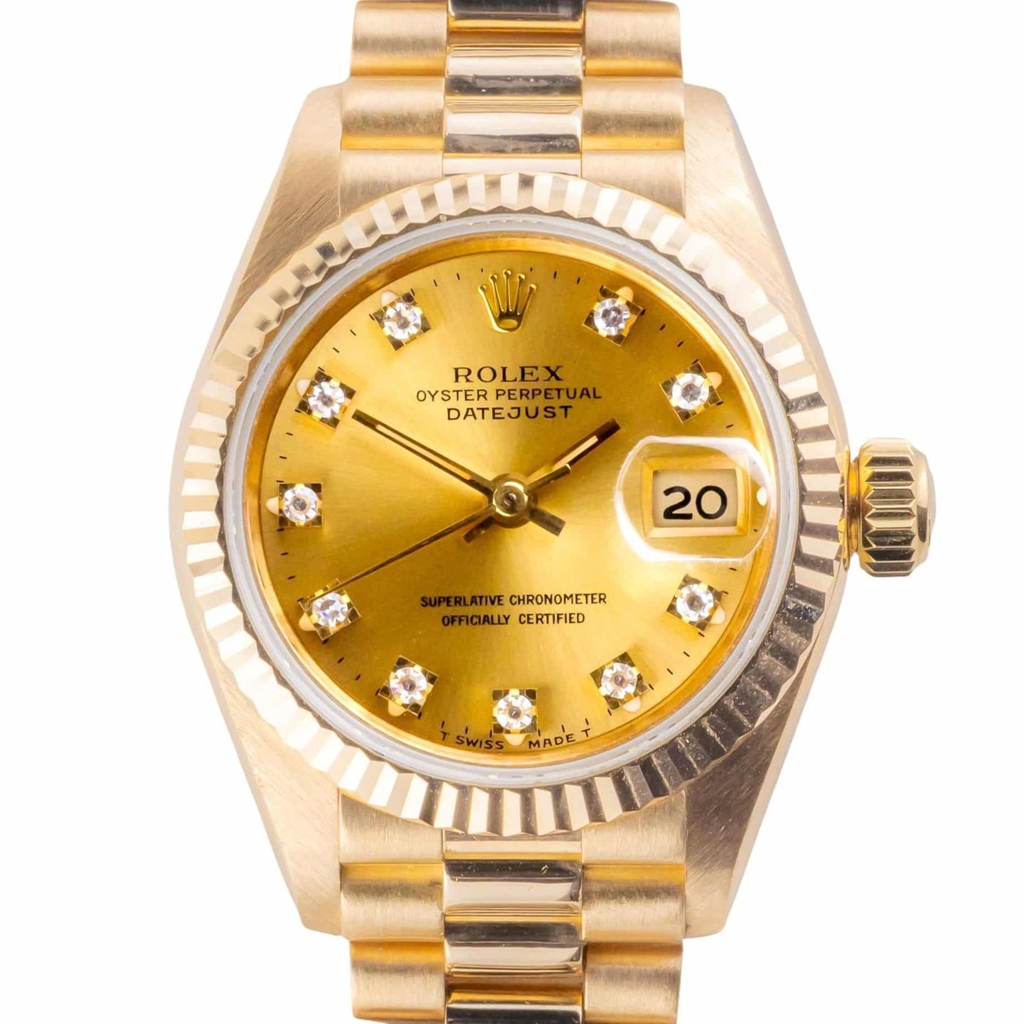 Rolex Lady-Datejust 69178 (1988) - Champagne dial 26 mm Yellow Gold case (3/8)