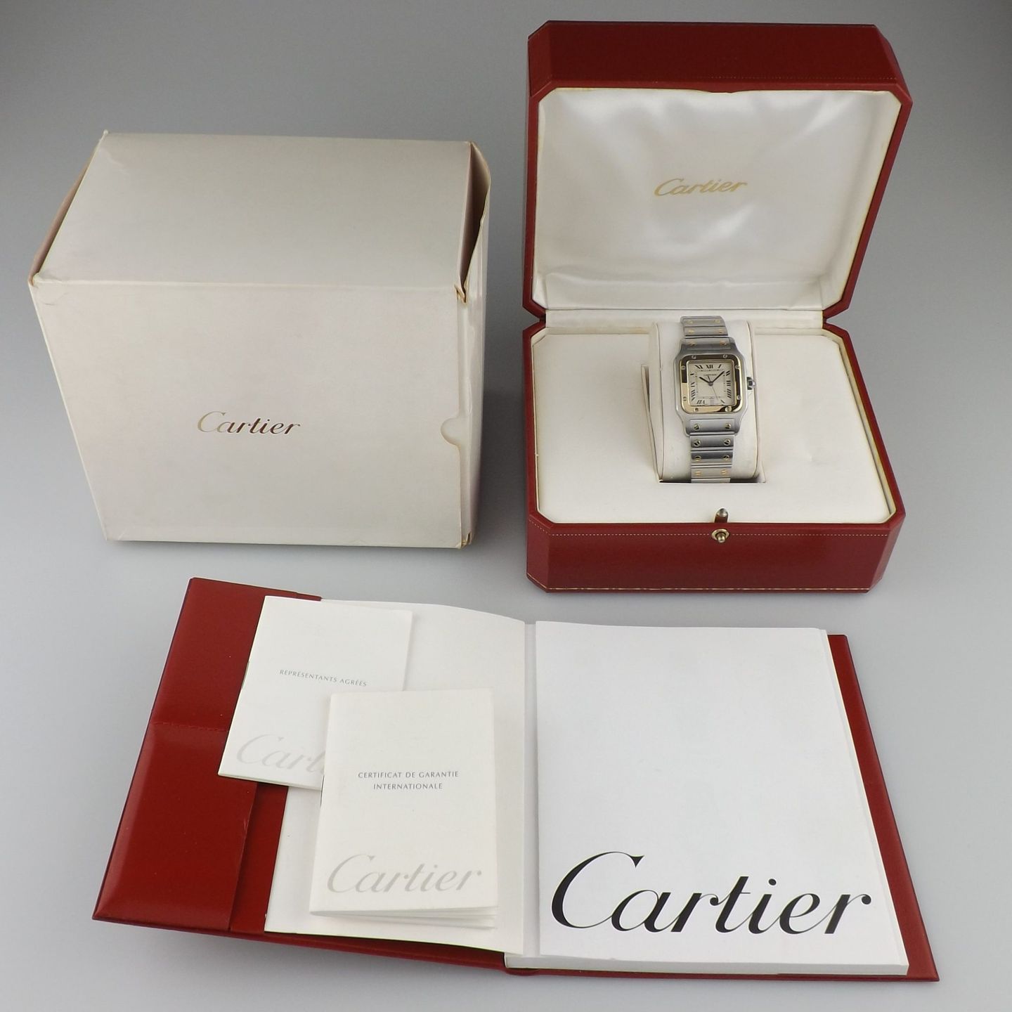 Cartier Santos Galbée 187901 (Onbekend (willekeurig serienummer)) - Zilver wijzerplaat 29mm Goud/Staal (8/8)